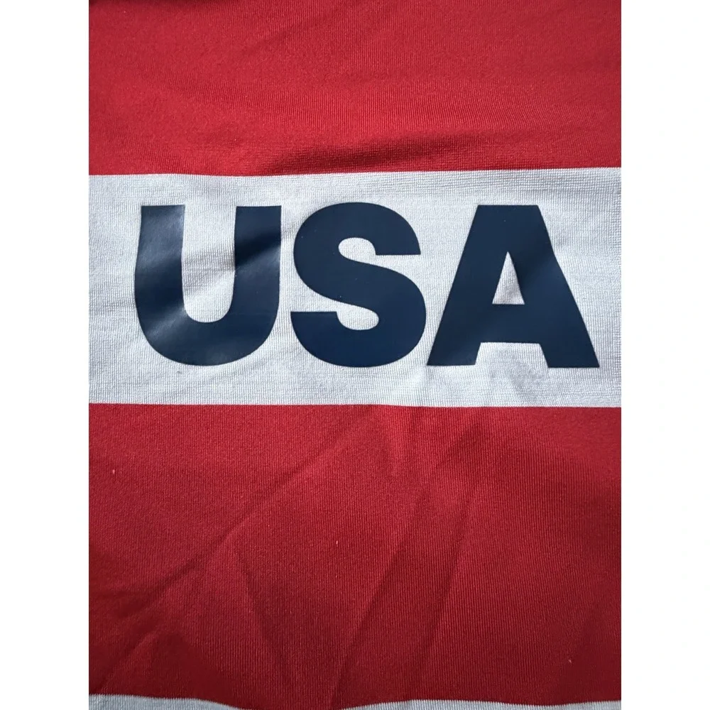 Adidas Golf Short Sleeve Polo Shirt USA Red Gray Striped Logo Medium JBHS